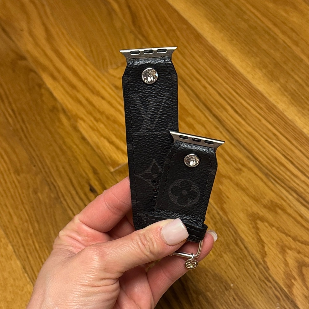 Luxury Black Leather Sparkl Watch band for Apple Watch